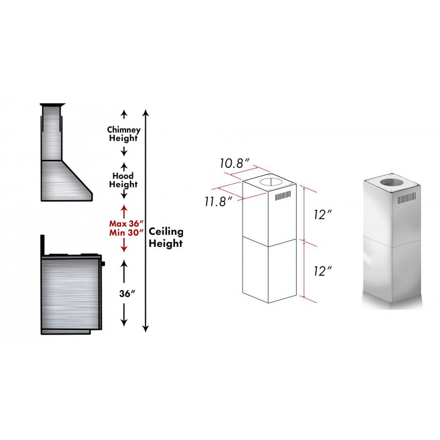 ZLINE Short Kit for Ceilings Under 8 feet ISLAND (SK-GL9i)