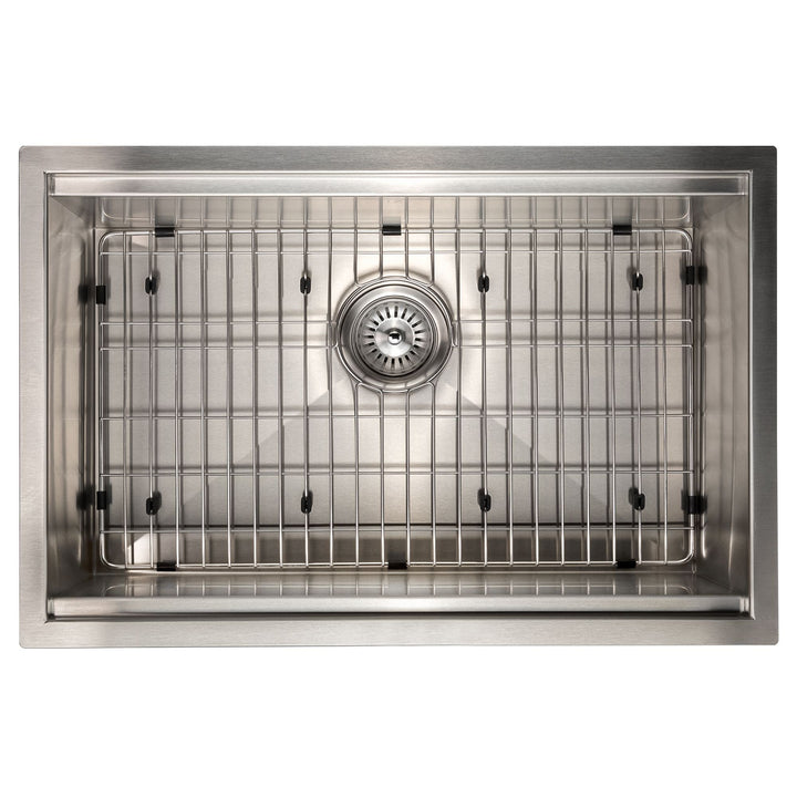 ZLINE 27 in. Garmisch Undermount Single Bowl Stainless Steel Kitchen Sink with Bottom Grid and Accessories, SLS-27