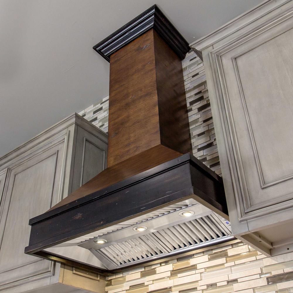 Wooden Wall Mount Range Hood in Antigua and Hamilton - Includes Remote Motor  ZLINE 36 in.