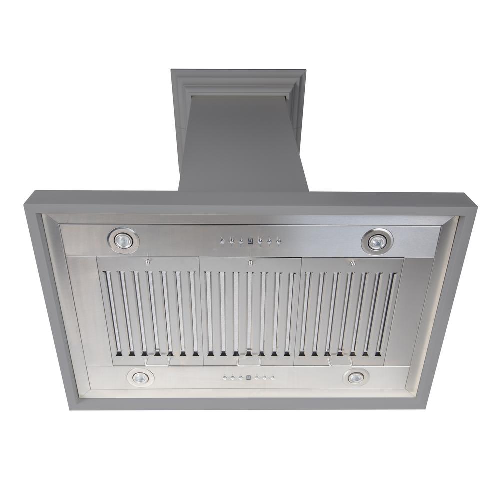 Wooden Island Mount Range Hood in Gray - Includes Remote Motor  ZLINE 30 in.