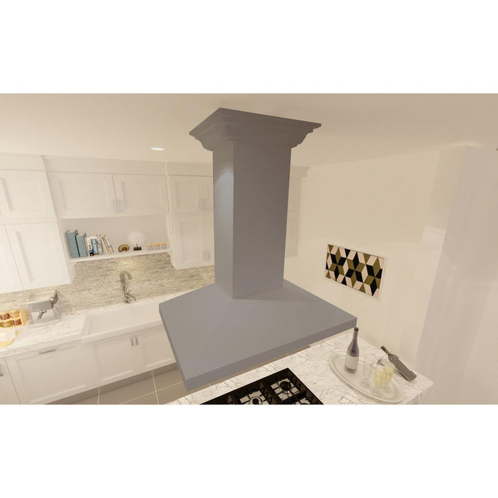 Wooden Island Mount Range Hood in Gray - Includes Remote Motor  ZLINE 36 in.