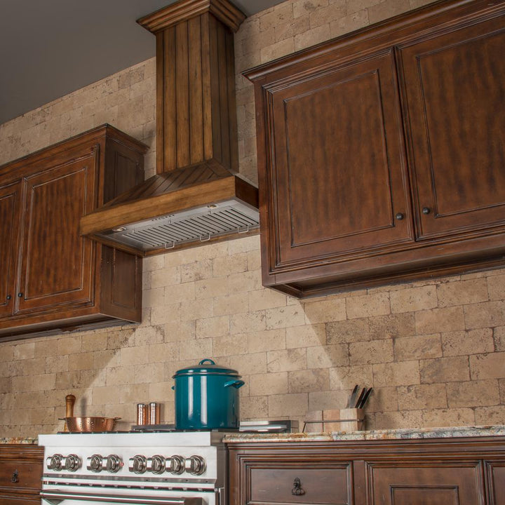 Wooden Wall Mount Range Hood in Rustic Light Finish - Includes Motor (KPLL-36)  ZLINE 36 in.