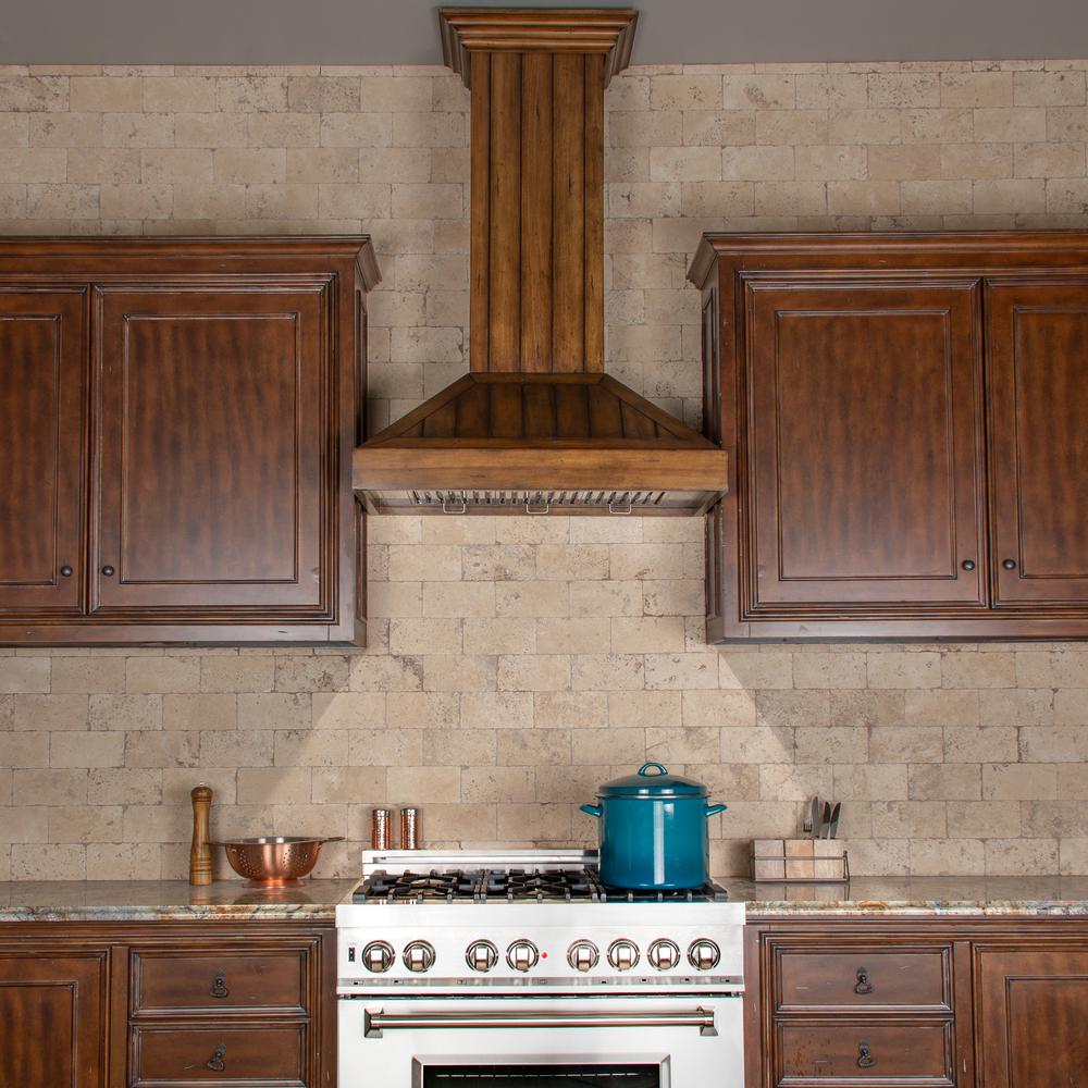 Wooden Wall Mount Range Hood in Rustic Light Finish - Includes Motor (KPLL-30)  ZLINE 30 in.