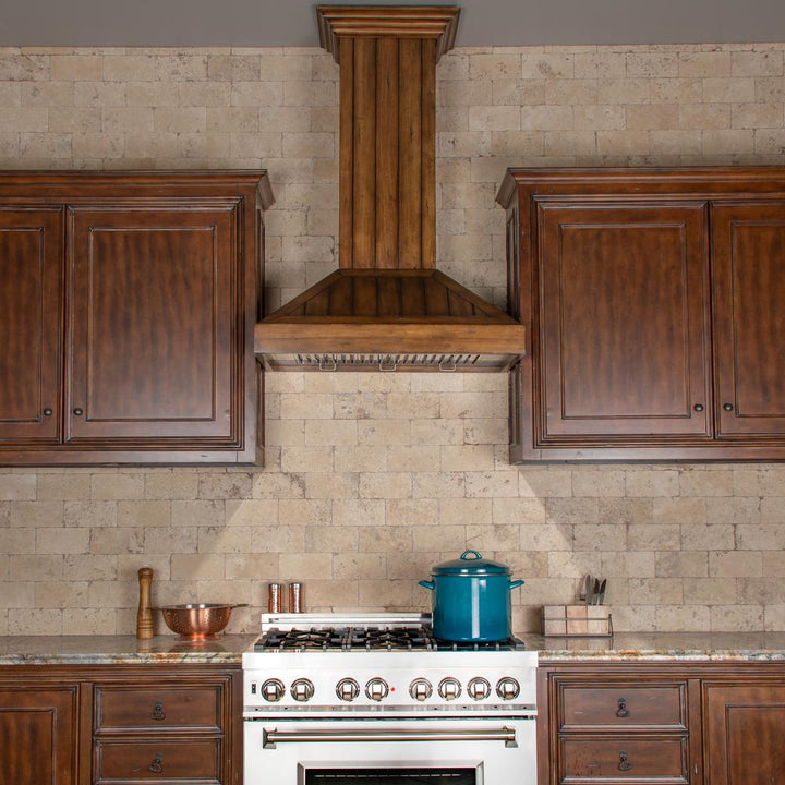 Wooden Wall Mount Range Hood in Rustic Light Finish - Includes Motor (KPLL-30)  ZLINE 30 in.