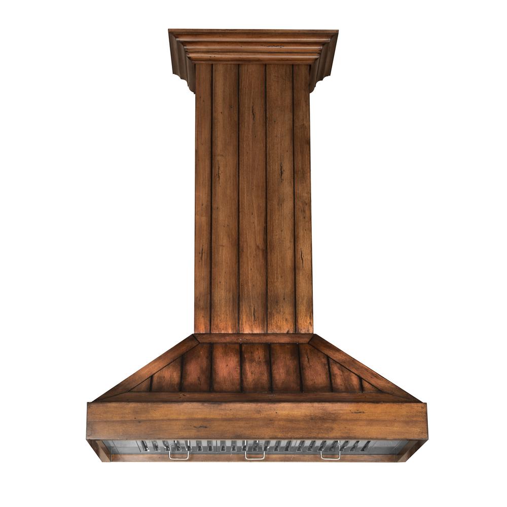 Wooden Wall Mount Range Hood in Rustic Light Finish - Includes Motor (KPLL-36)  ZLINE 36 in.