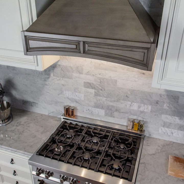 Wooden Wall Mount Range Hood in Distressed Gray - Includes Remote Motor ZLINE 36 in.