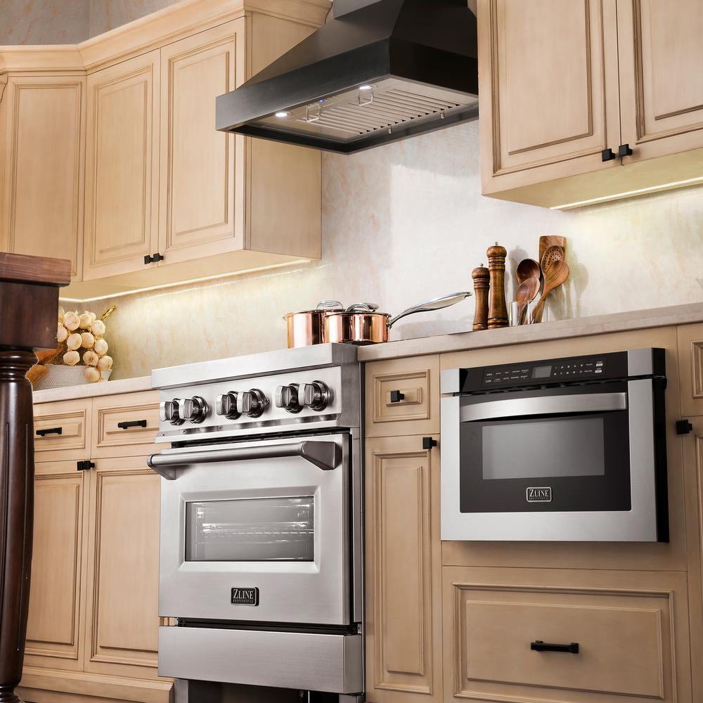 Wooden Wall Mount Range Hood in Black - Includes Remote Motor  ZLINE 30 in.