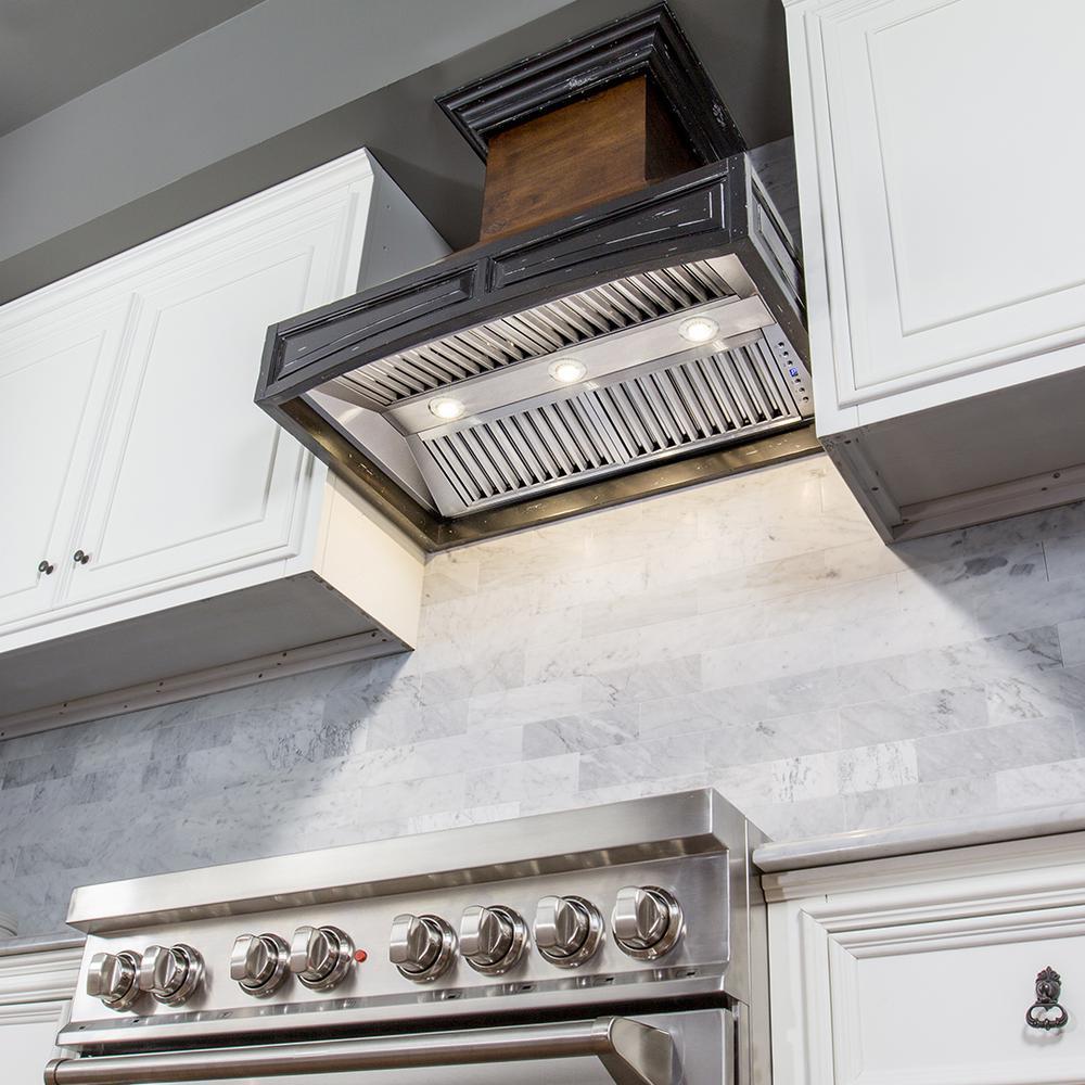 Wooden Wall Mount Range Hood in Antigua and Walnut - Includes Remote Motor  ZLINE 30 in.