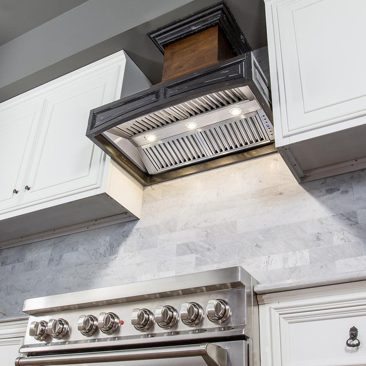 Wooden Wall Mount Range Hood in Antigua and Walnut - Includes Remote Motor  ZLINE 30 in.