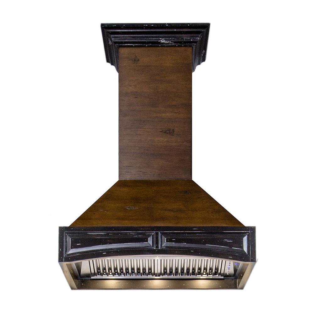 Wooden Wall Mount Range Hood in Antigua and Walnut - Includes Remote Motor  ZLINE 30 in.