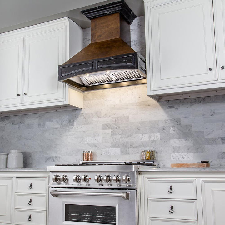 Wooden Wall Mount Range Hood in Antigua and Walnut - Includes Remote Motor ZLINE 42 in.
