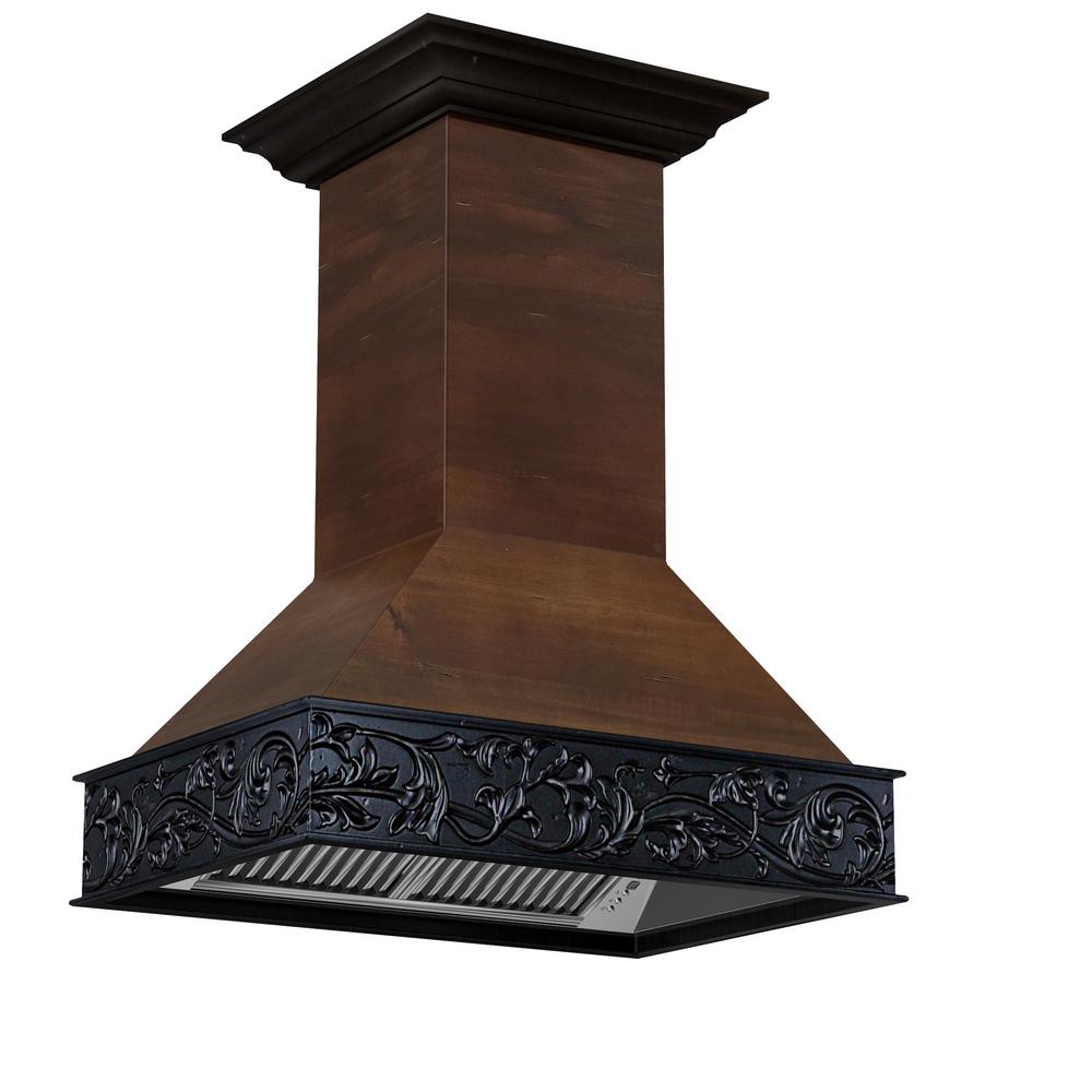 Wooden Wall Mount Range Hood in Antigua and Walnut - Includes Motor  ZLINE 36 in.
