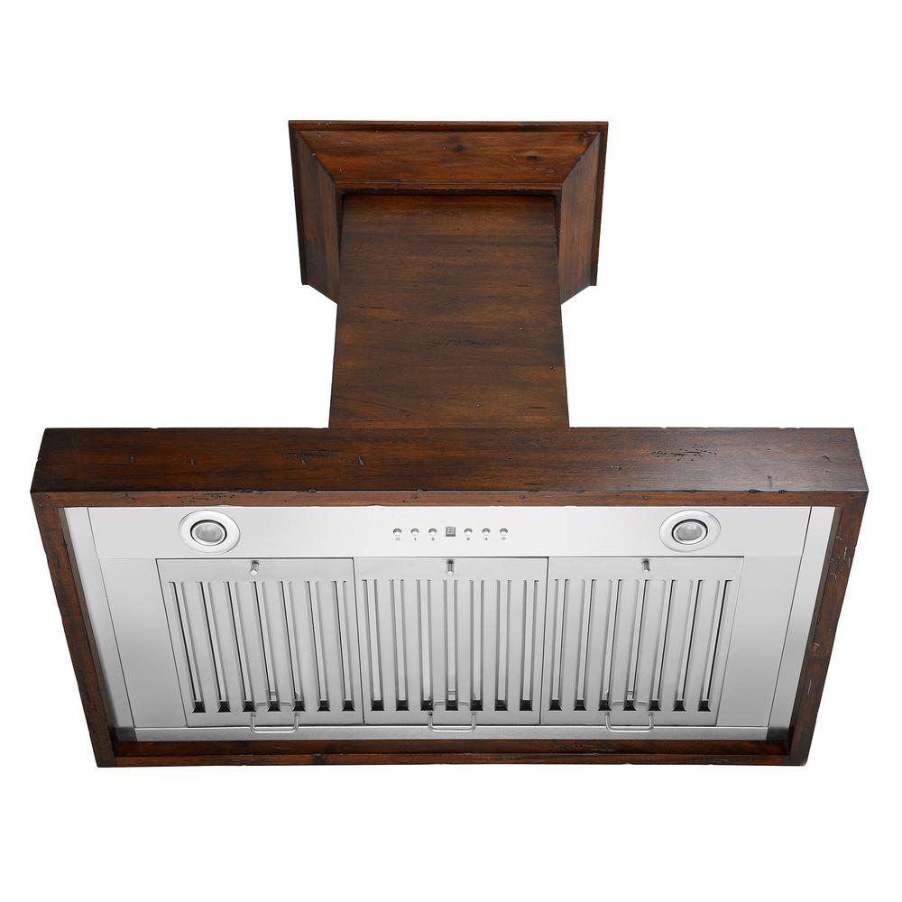 Wooden Wall Mount Range Hood in Walnut - Includes Remote Motor  ZLINE 36 in.