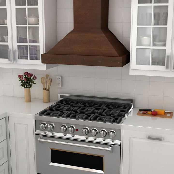 Wooden Wall Mount Range Hood in Walnut - Includes Remote Motor  ZLINE 36 in.