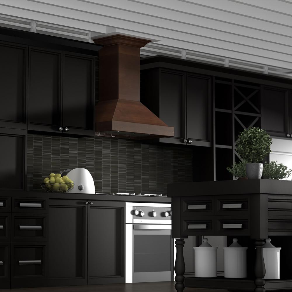Wooden Wall Mount Range Hood in Walnut - Includes Remote Motor  ZLINE 36 in.