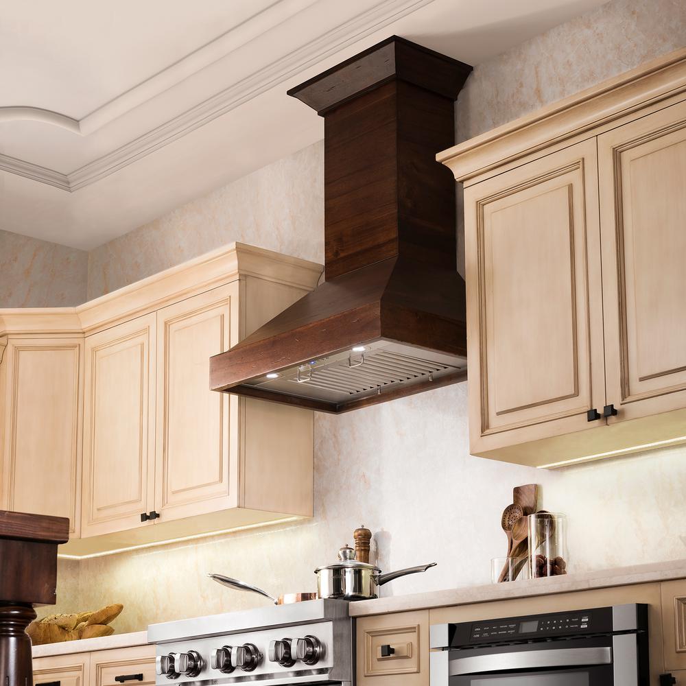 Wooden Wall Mount Range Hood in Walnut - Includes Remote Motor  ZLINE 48 in.