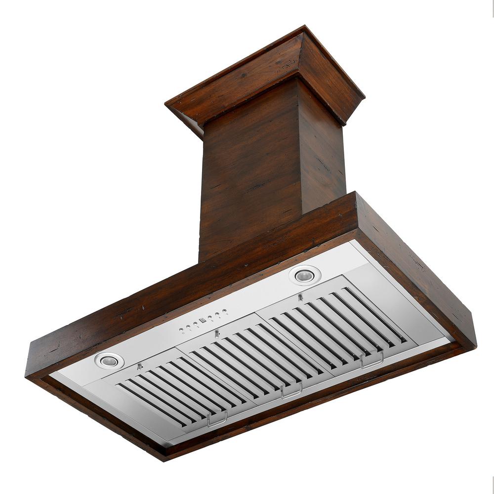 Wooden Wall Mount Range Hood in Walnut - Includes Remote Motor  ZLINE 48 in.