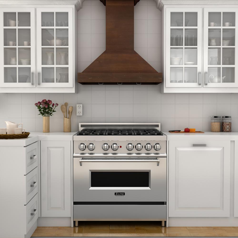 Wooden Wall Mount Range Hood in Walnut - Includes Remote Motor  ZLINE 36 in.