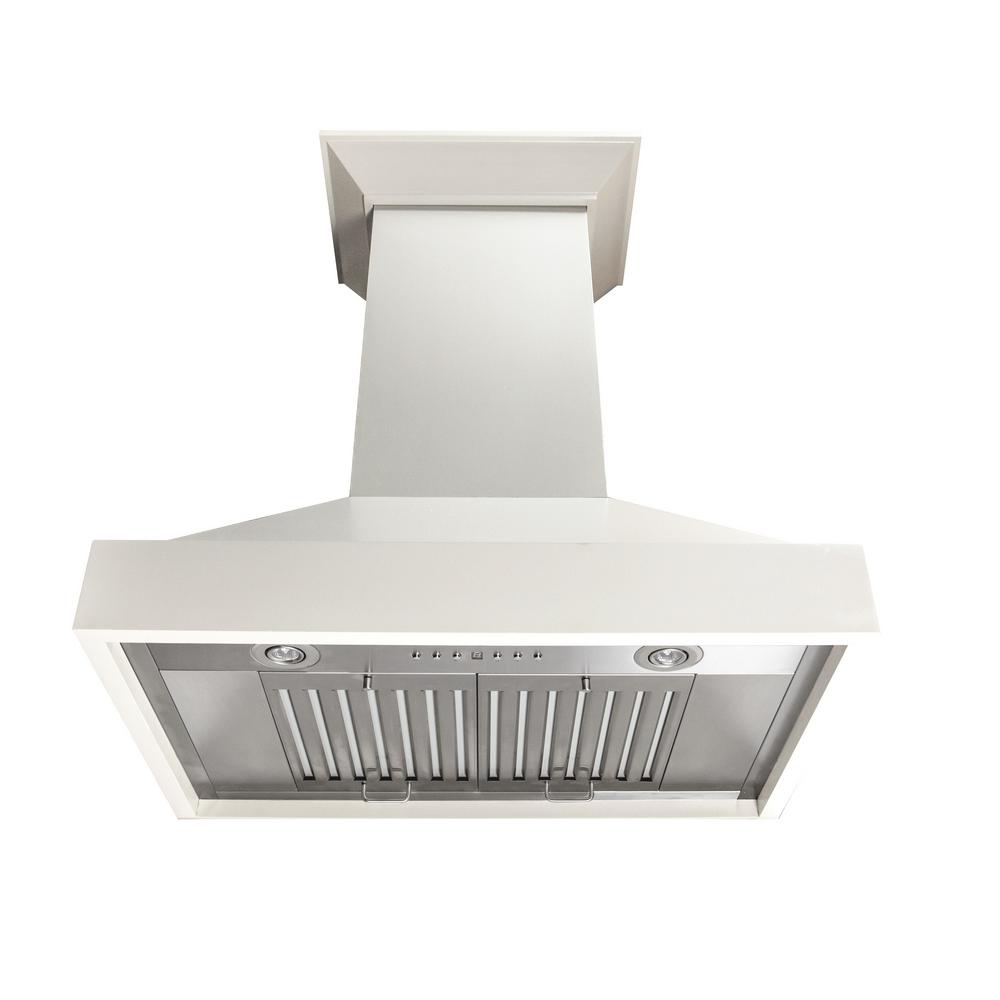 Wooden Wall Mount Range Hood in White - Includes Remote Motor  ZLINE 30 in.