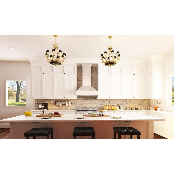 Wooden Wall Mount Range Hood in White - Includes Remote Motor  ZLINE 36 in.