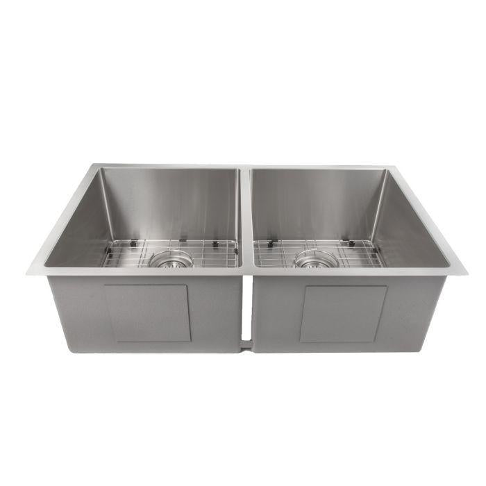 ZLINE 33 in. Anton Undermount Double Bowl Stainless Steel Kitchen Sink with Bottom Grid, SR50D-33