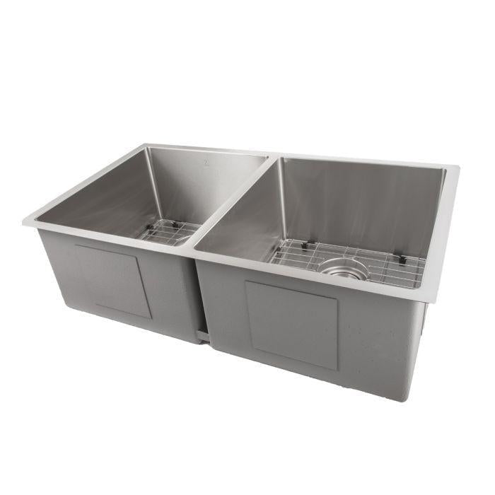 ZLINE 33 in. Anton Undermount Double Bowl Stainless Steel Kitchen Sink with Bottom Grid, SR50D-33