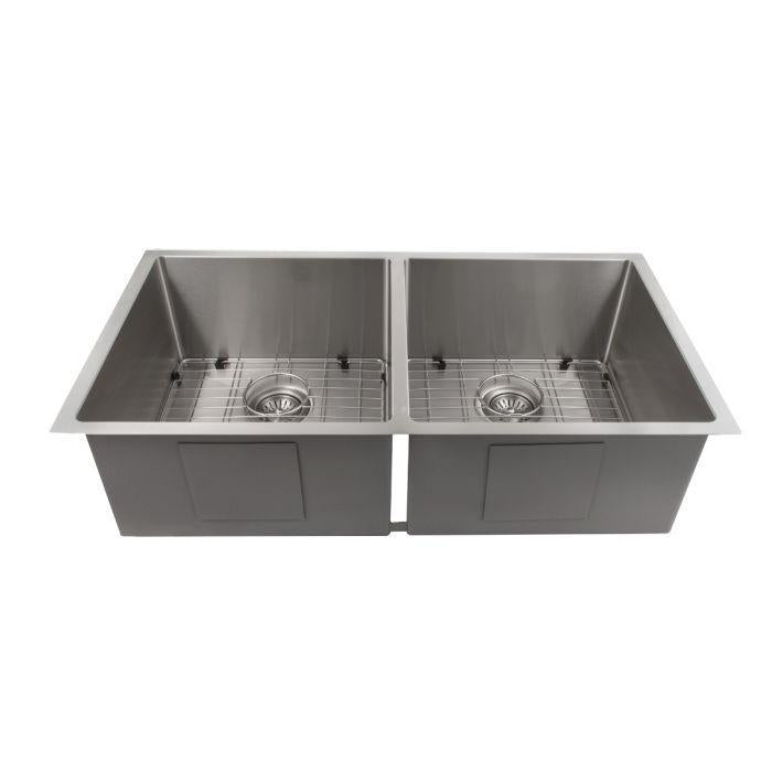 ZLINE 36 in. Anton Undermount Double Bowl Stainless Steel Kitchen Sink with Bottom Grid, SR50D-36