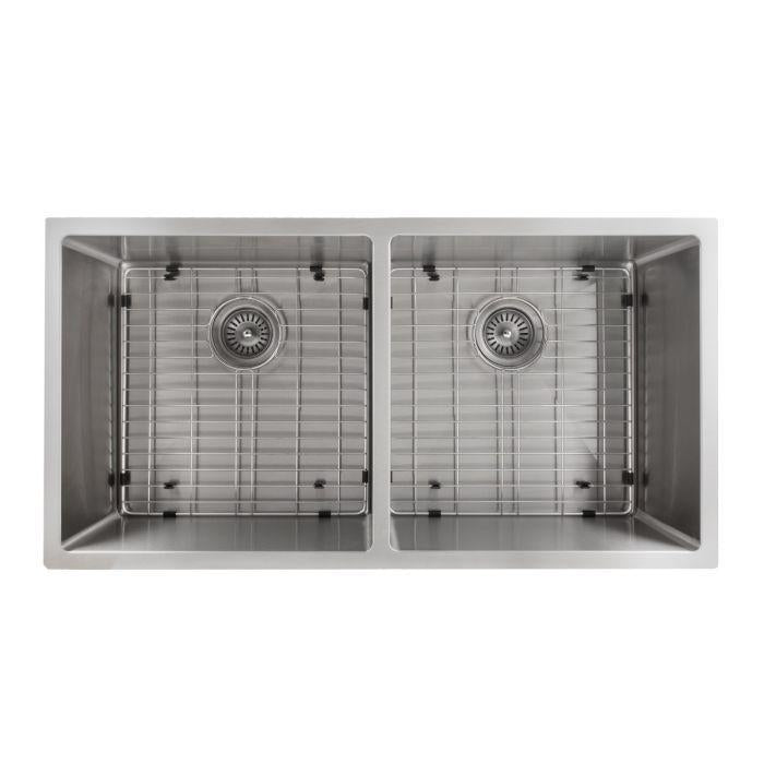 ZLINE 36 in. Anton Undermount Double Bowl Stainless Steel Kitchen Sink with Bottom Grid, SR50D-36