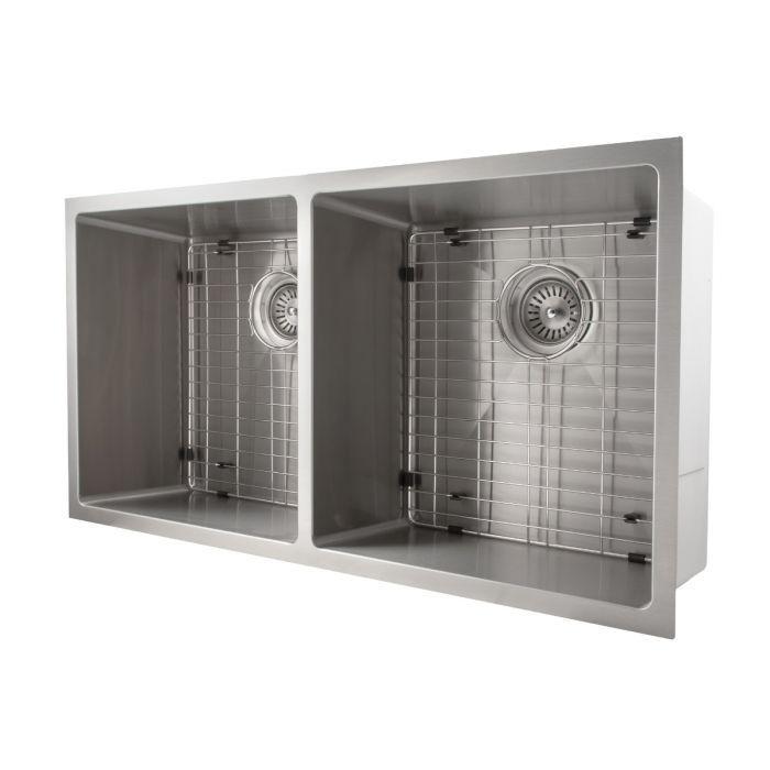 ZLINE 36 in. Anton Undermount Double Bowl Stainless Steel Kitchen Sink with Bottom Grid, SR50D-36