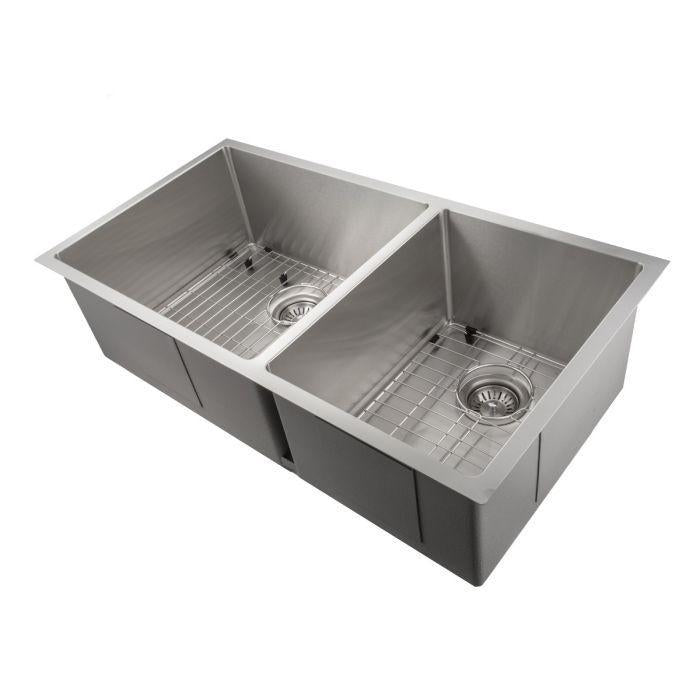 ZLINE 36 in. Chamonix Undermount Double Bowl Stainless Steel Kitchen Sink with Bottom Grid, SR60D-36