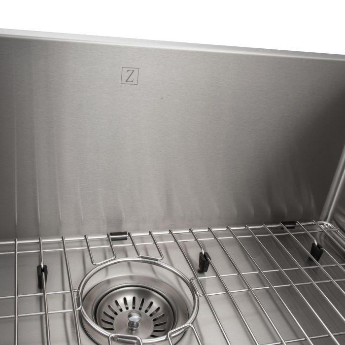 ZLINE 30 in. Meribel Undermount Single Bowl Stainless Steel Kitchen Sink with Bottom Grid, SRS-30