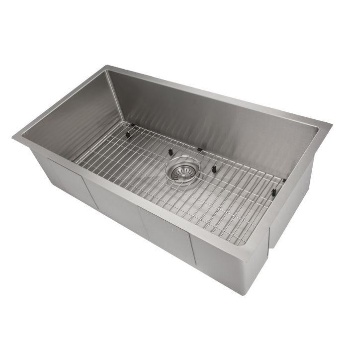 ZLINE 36 in. Meribel Undermount Single Bowl Stainless Steel Kitchen Sink with Bottom Grid, SRS-36