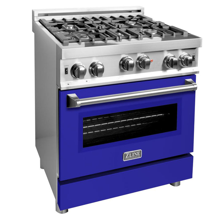 Professional Gas on Gas Range in Stainless Steel with Blue Matte Door (RG-BM-30)  ZLINE 30 in.