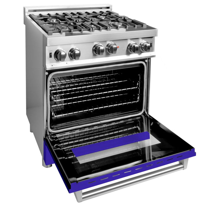 Professional Gas on Gas Range in Stainless Steel with Blue Matte Door (RG-BM-30)  ZLINE 30 in.