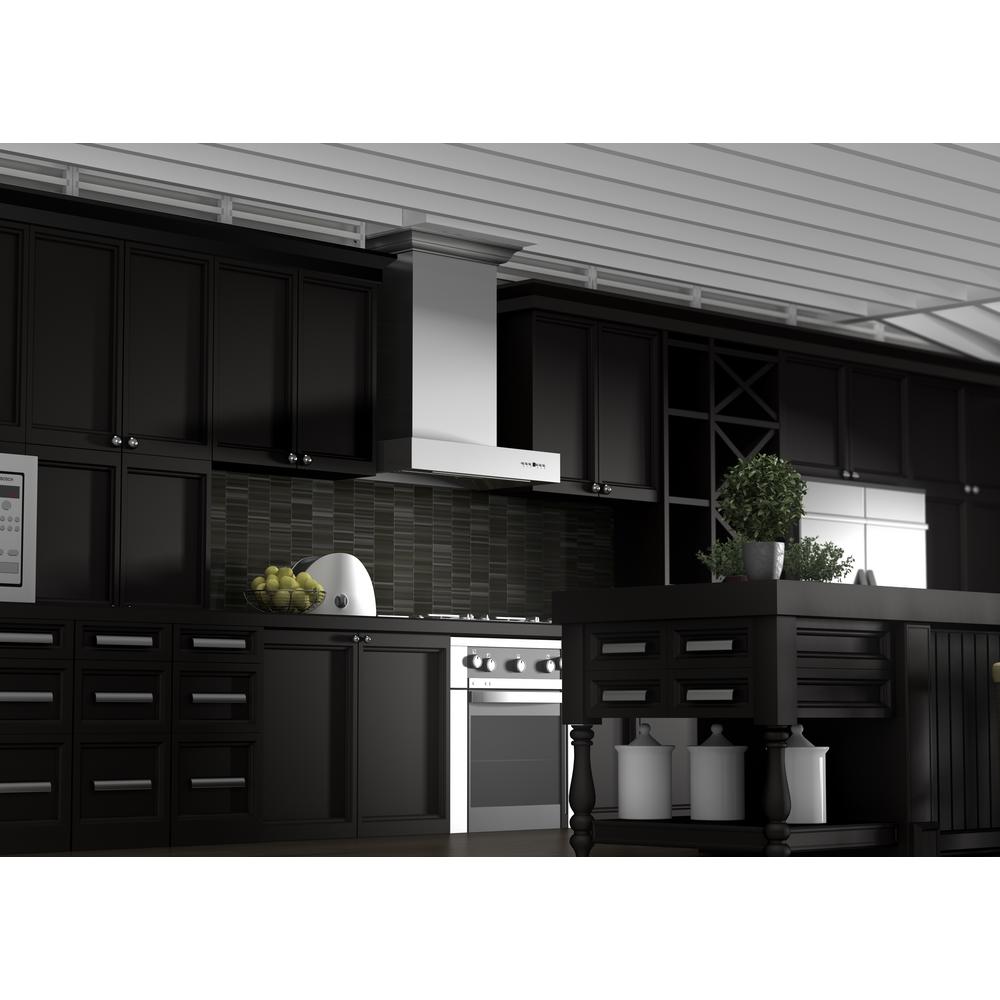 Professional Wall Mount Range Hood in Stainless Steel with Crown Molding (KECOMCRN-30)  ZLINE 30 in.