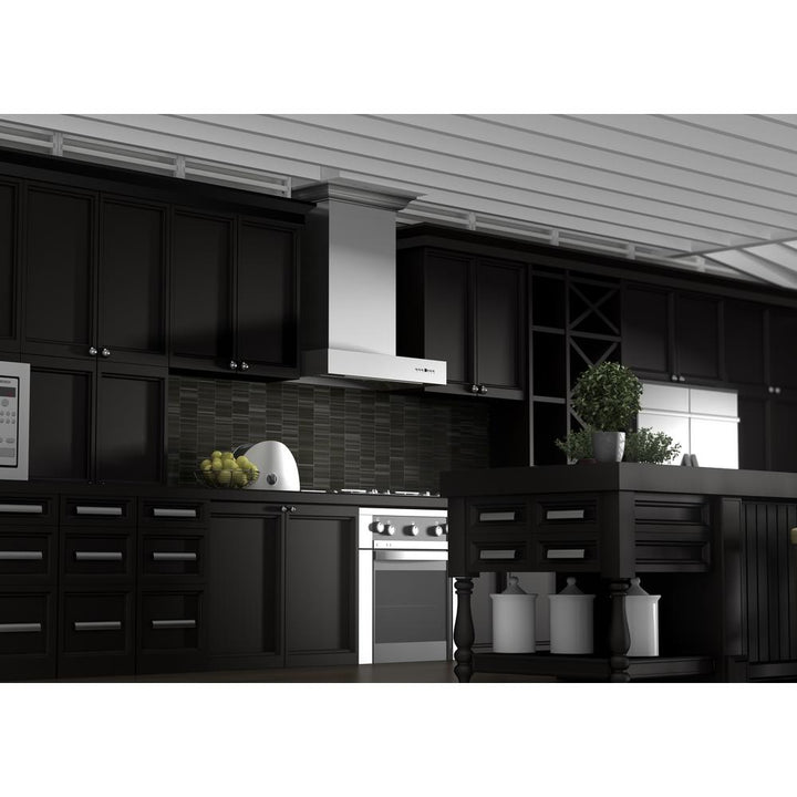 Professional Wall Mount Range Hood in Stainless Steel with Crown Molding (KECOMCRN-30)  ZLINE 30 in.