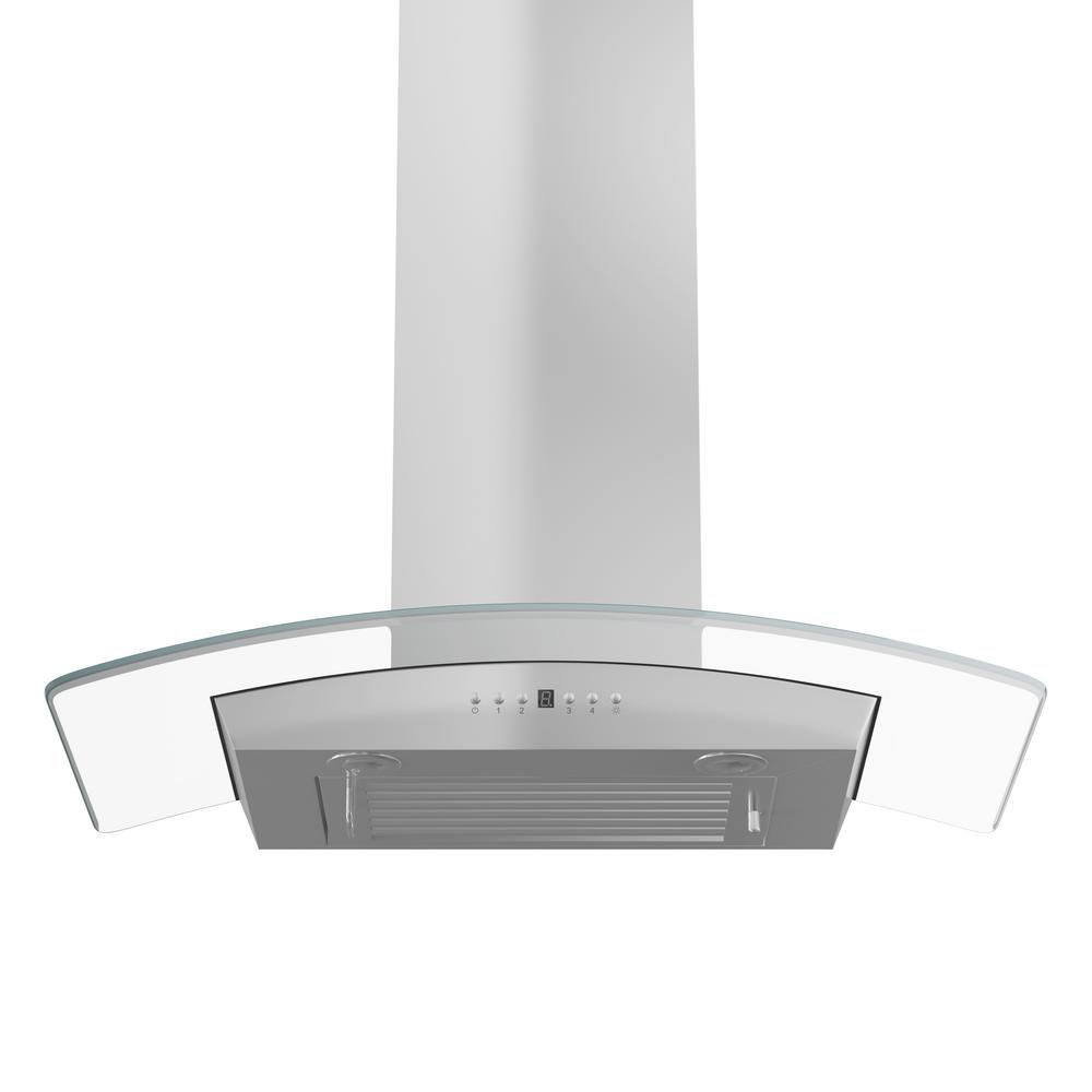 Wall Mount Range Hood in Stainless Steel &amp; Glass with Crown Molding (KZCRN-36)  ZLINE 36 in.