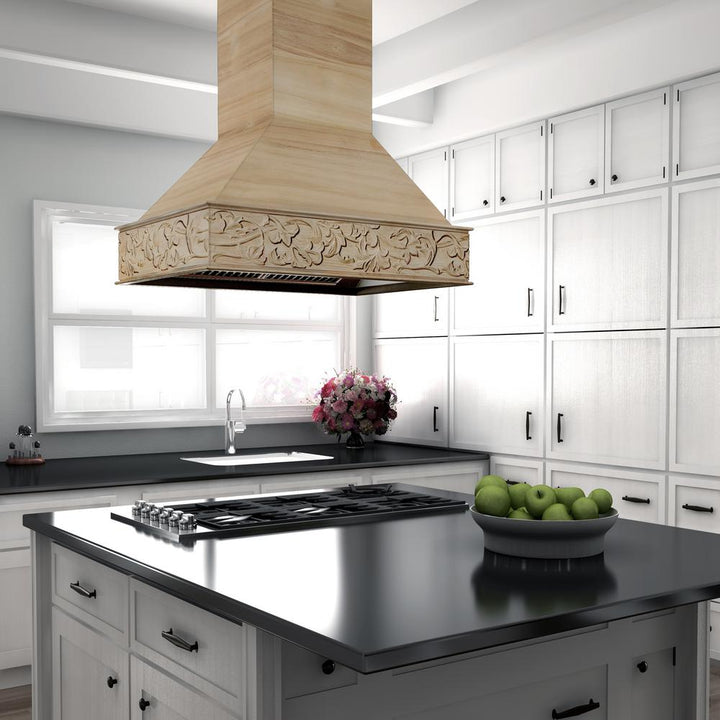 Unfinished Wooden Island Mount Range Hood - Includes Motor (9373UF-36)  ZLINE 36 in.