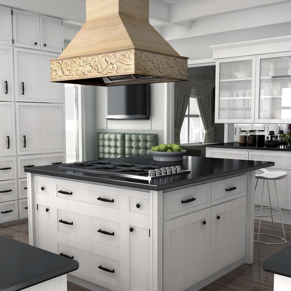 Unfinished Wooden Island Mount Range Hood - Includes Motor (9373UF-36)  ZLINE 36 in.