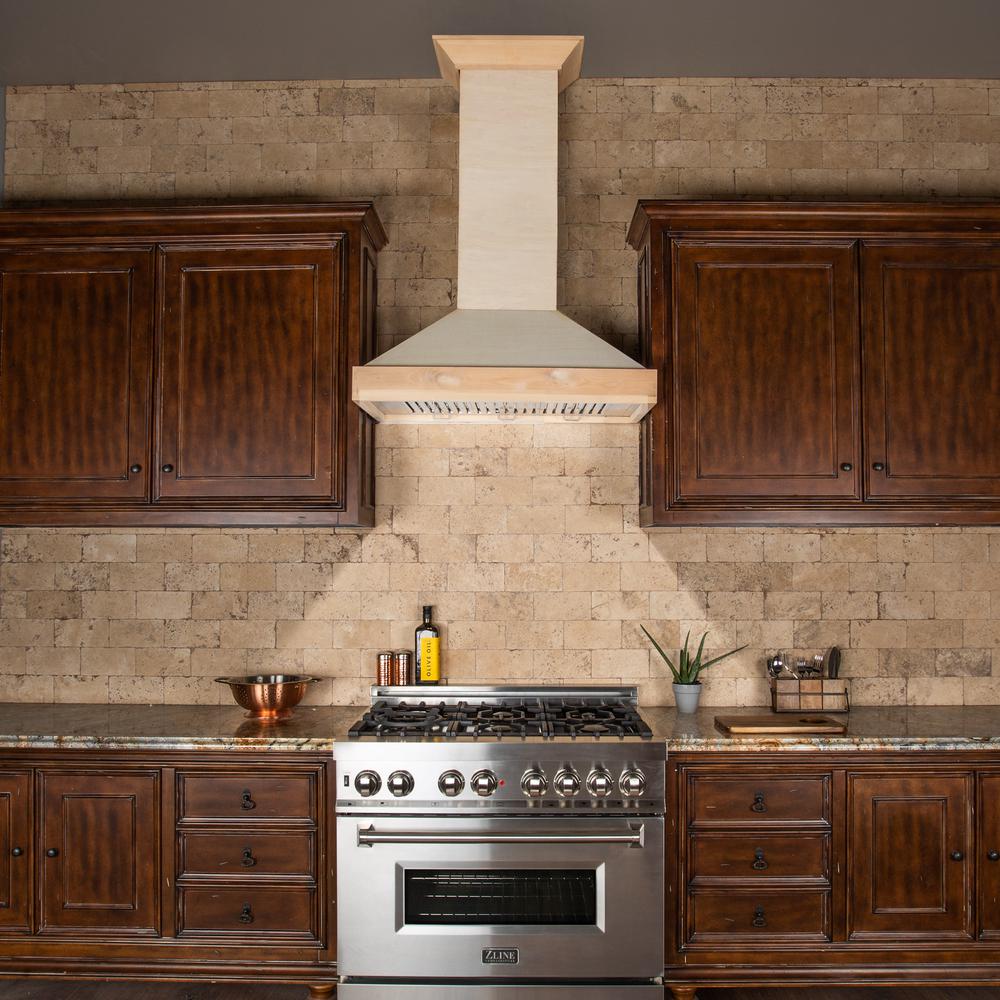 Unfinished Wooden Wall Mount Range Hood - Includes Motor  ZLINE 30 in.