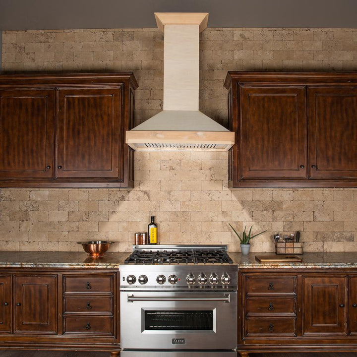 Unfinished Wooden Wall Mount Range Hood - Includes Motor  ZLINE 36 in.