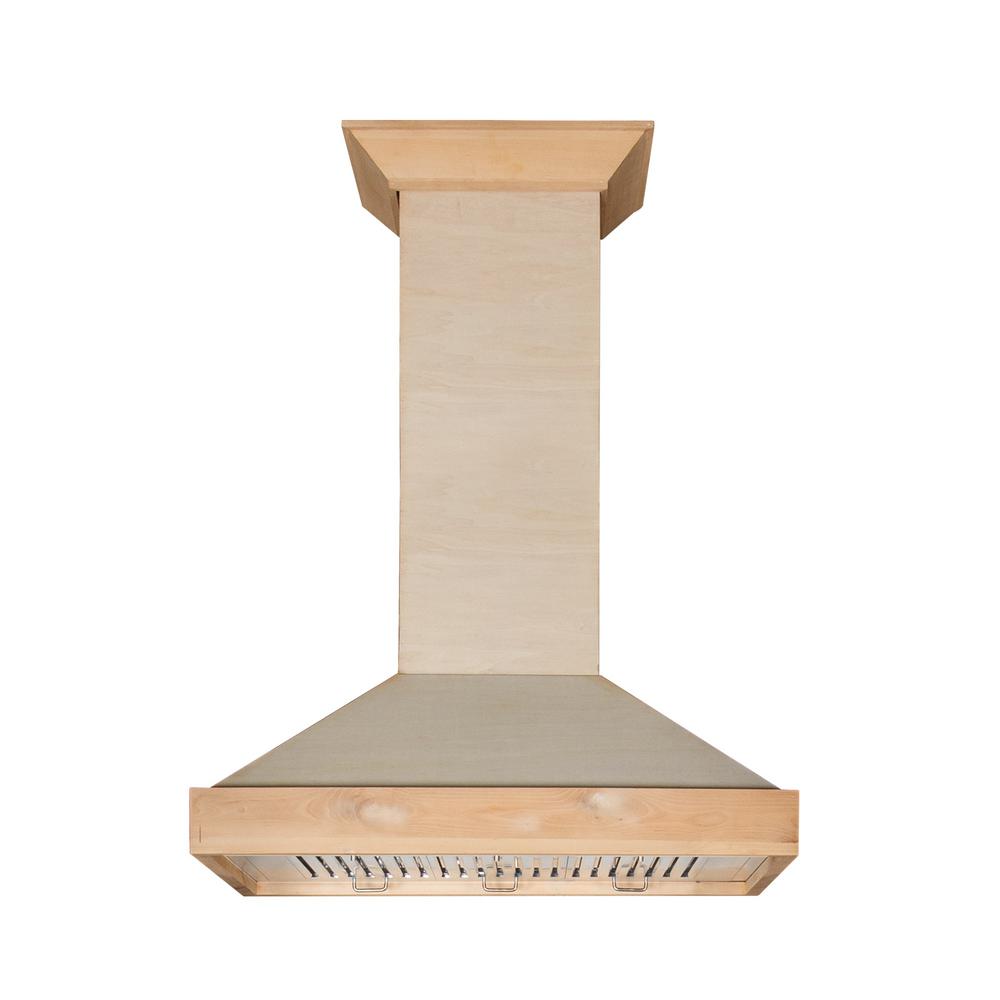 Unfinished Wooden Wall Mount Range Hood - Includes Remote Motor  ZLINE 30 in.