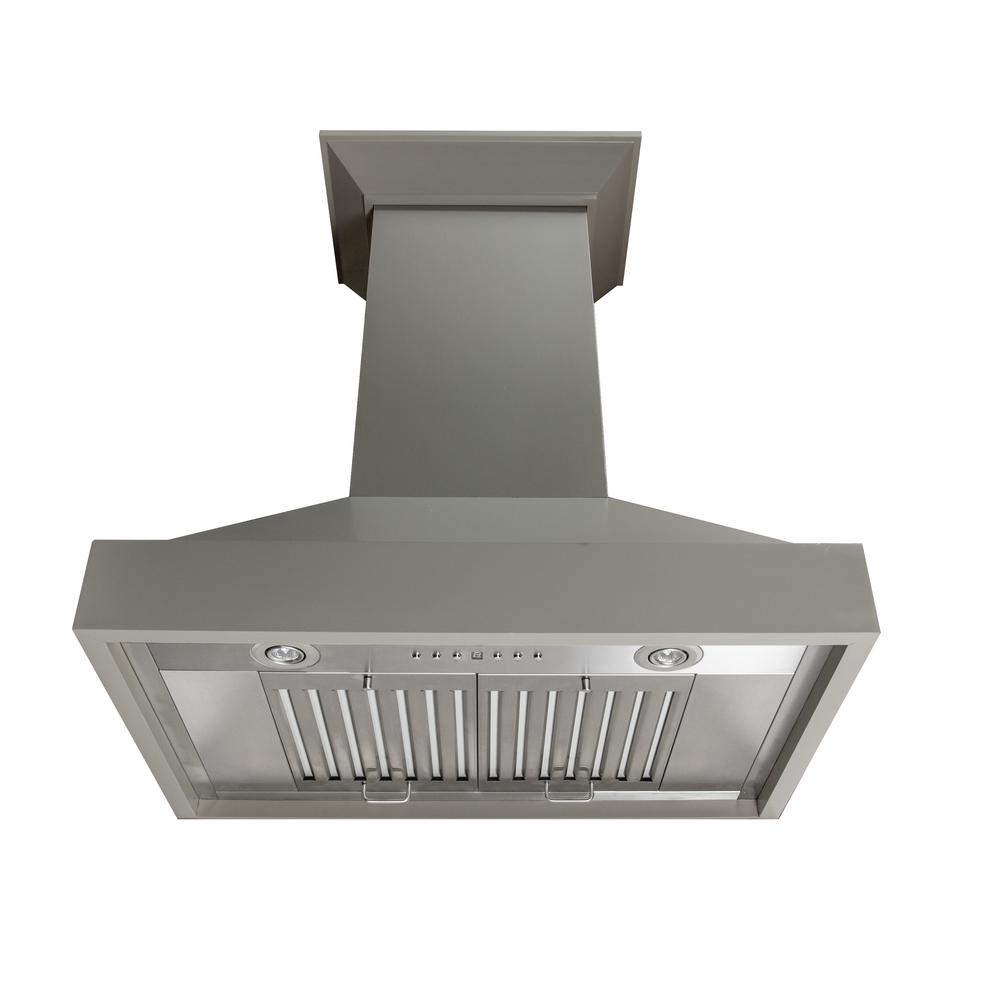 Wooden Wall Mount Range Hood in Gray - Includes Motor  ZLINE 36 in.