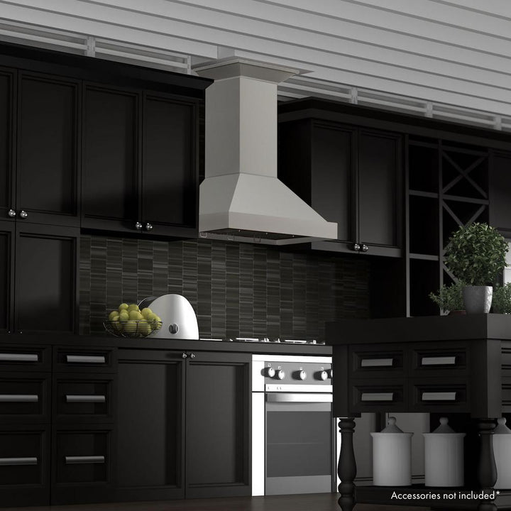 Wooden Wall Mount Range Hood in Gray - Includes Motor  ZLINE 36 in.