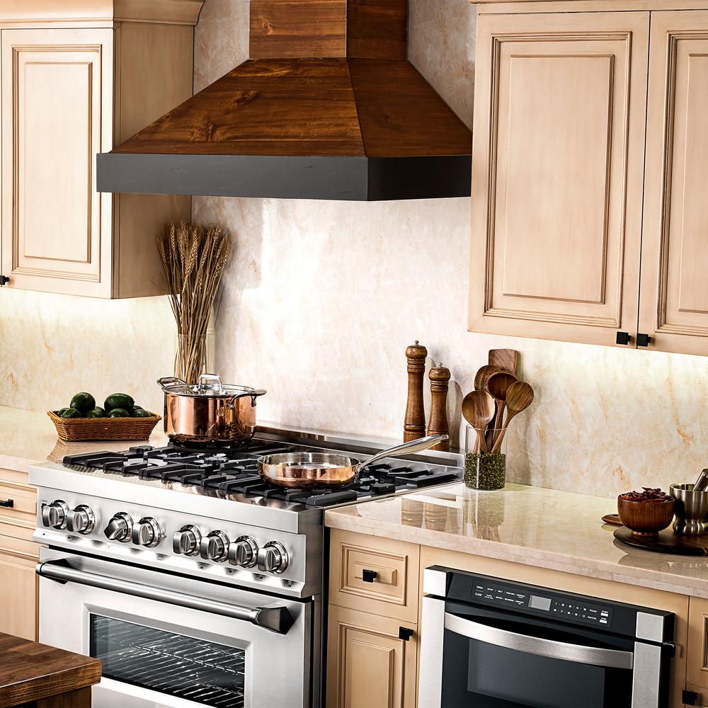 Wooden Wall Mount Range Hood in Antigua and Walnut - Includes Remote Motor  ZLINE 30 in.