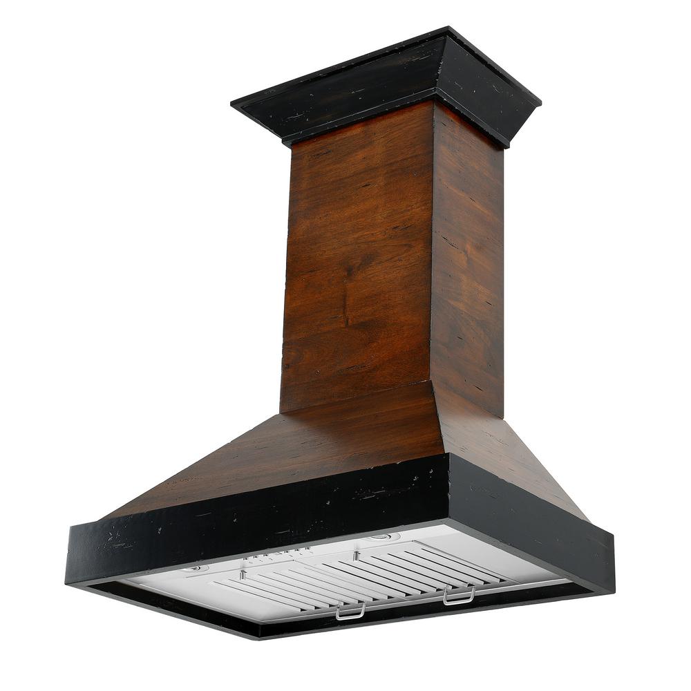 Wooden Wall Mount Range Hood in Antigua and Walnut - Includes Remote Motor  ZLINE 48 in.