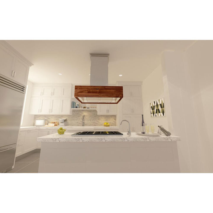 Designer Series Wooden Island Mount Range Hood in Butcher Block (681iW-30)  ZLINE 30 in.