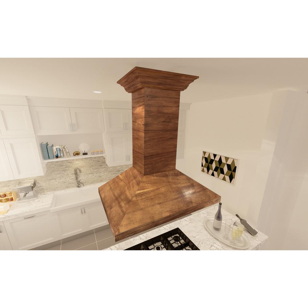 Wooden Island Mount Range Hood in Walnut - Includes Motor  ZLINE 36 in.