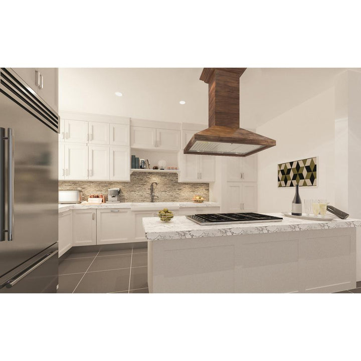 Wooden Island Mount Range Hood in Walnut - Includes Motor  ZLINE 30 in.