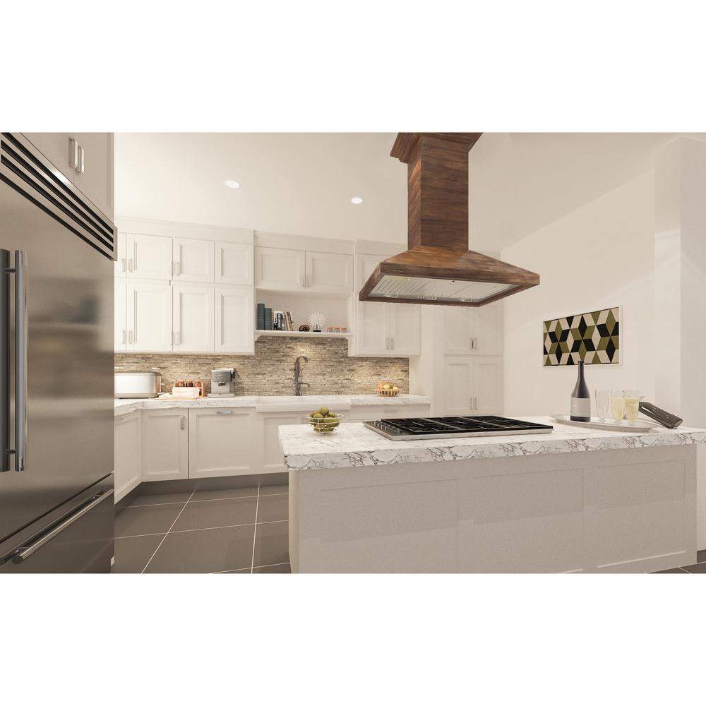 Wooden Island Mount Range Hood in Walnut - Includes Motor  ZLINE 48 in.